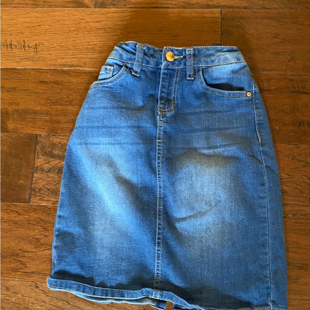 Girls knee length jean skirt